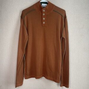 Sundance Sweater Womens Size XL Orange Henley Neck Knit Button Front‎ Henley